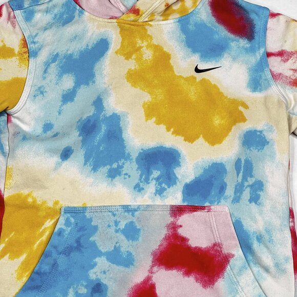 Nike Sportswear Club Big Kids Tie Dye Hoodie in Light Fusion Streetwear Red Sz M - Picture 5 of 8